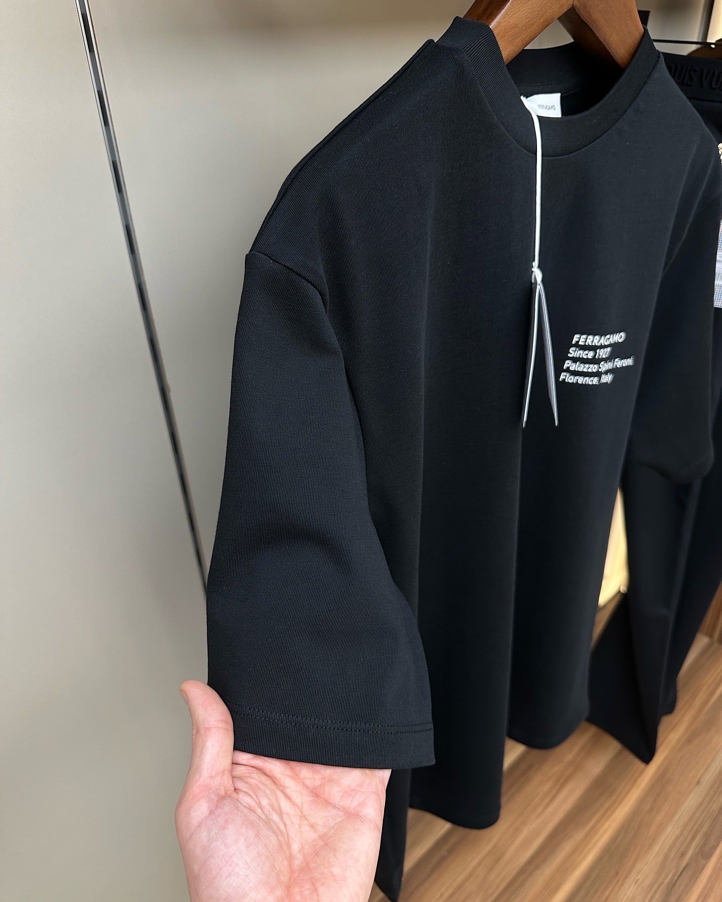 Ferragamo Black T-Shirt with Graphic Embroidery