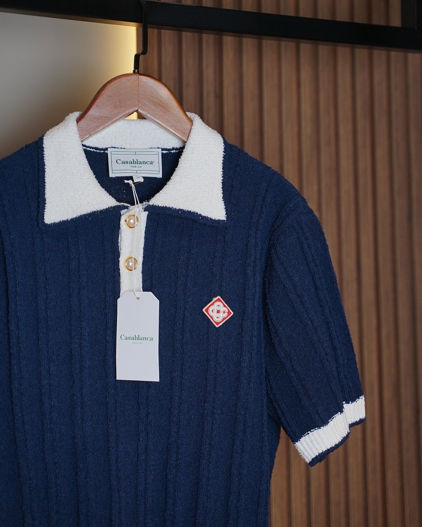 Casablanca Knitted Polo – Navy & Ivory Elegance