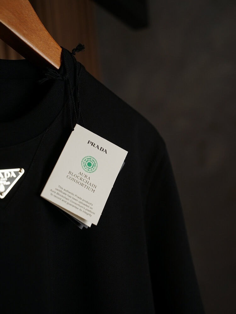 Prada Triangle Metal Badge Tee
