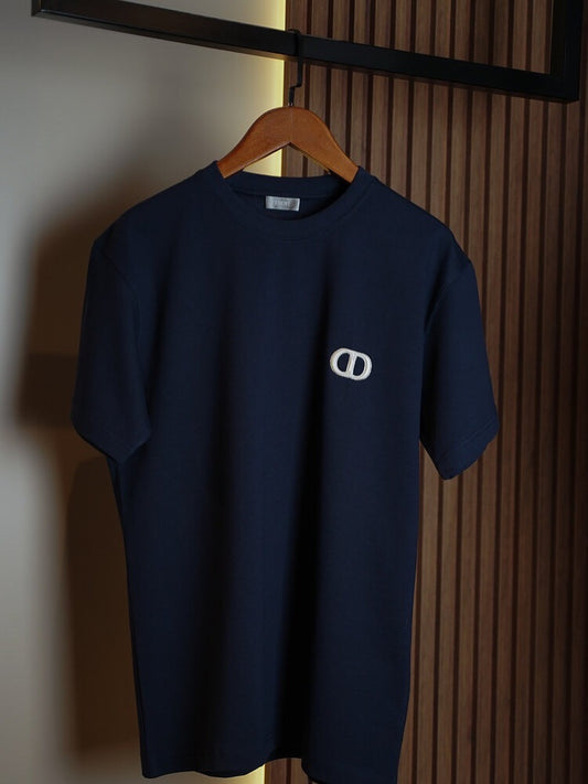 Christian Dior Navy Blue T-Shirt with Embroidered CD Logo