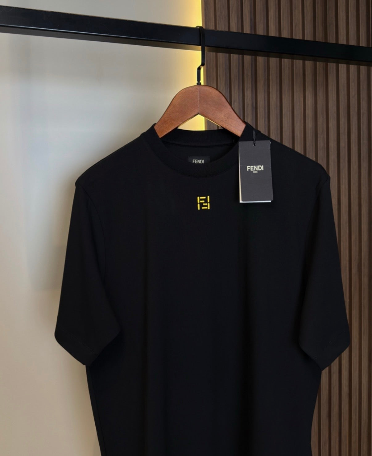FENDI Minimal Logo Premium T-Shirt | & Black