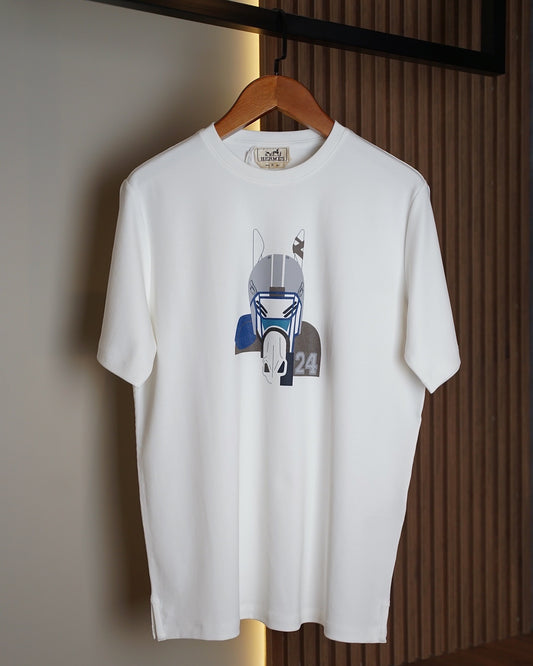 Hermès White T-Shirt with Graphic Horse Motif