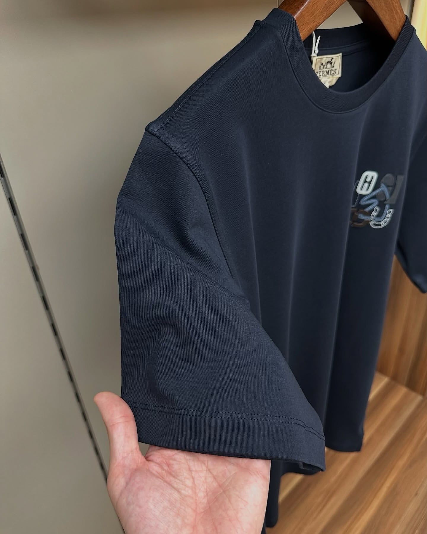 Hermès Navy Blue Graphic Logo T-Shirt