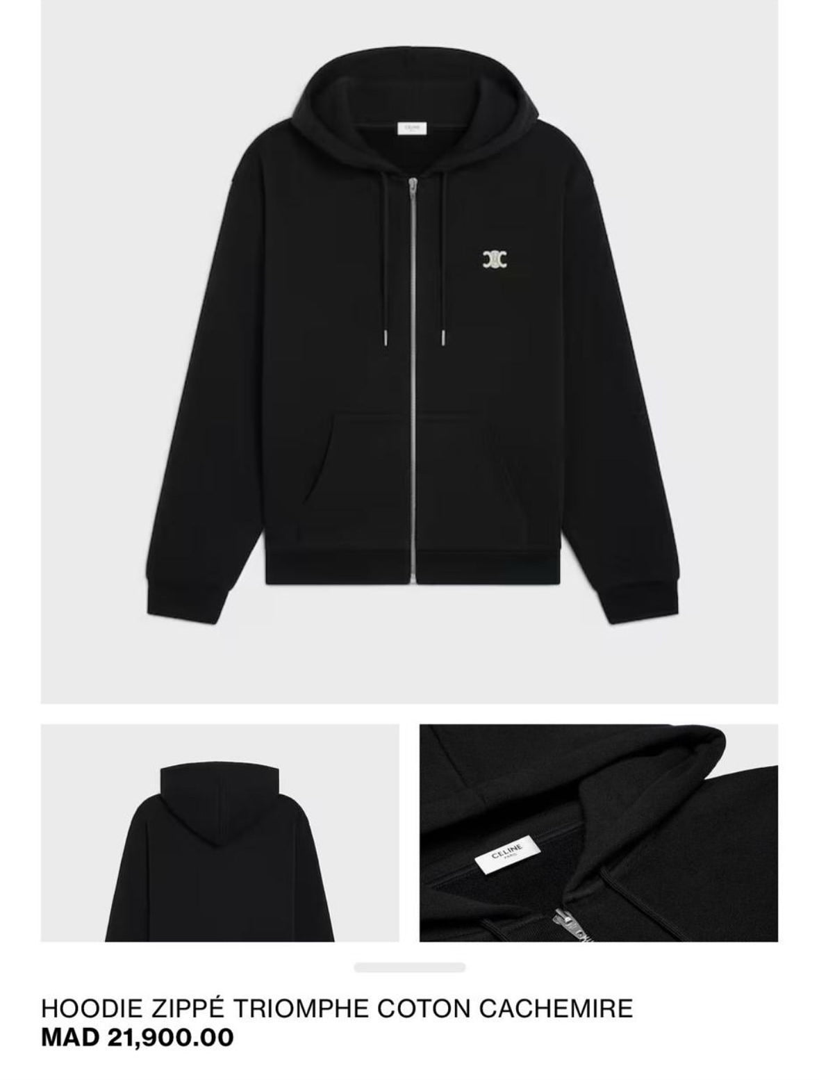 Celine Triomphe Loose Zipped Hoodie in Cotton and Cashmere