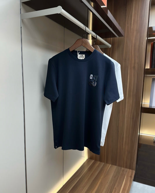 Hermès Navy Blue Graphic Logo T-Shirt