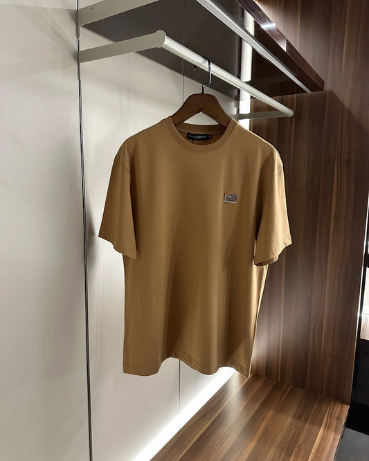 Dolce & Gabbana Beige Patch Logo T-Shirt