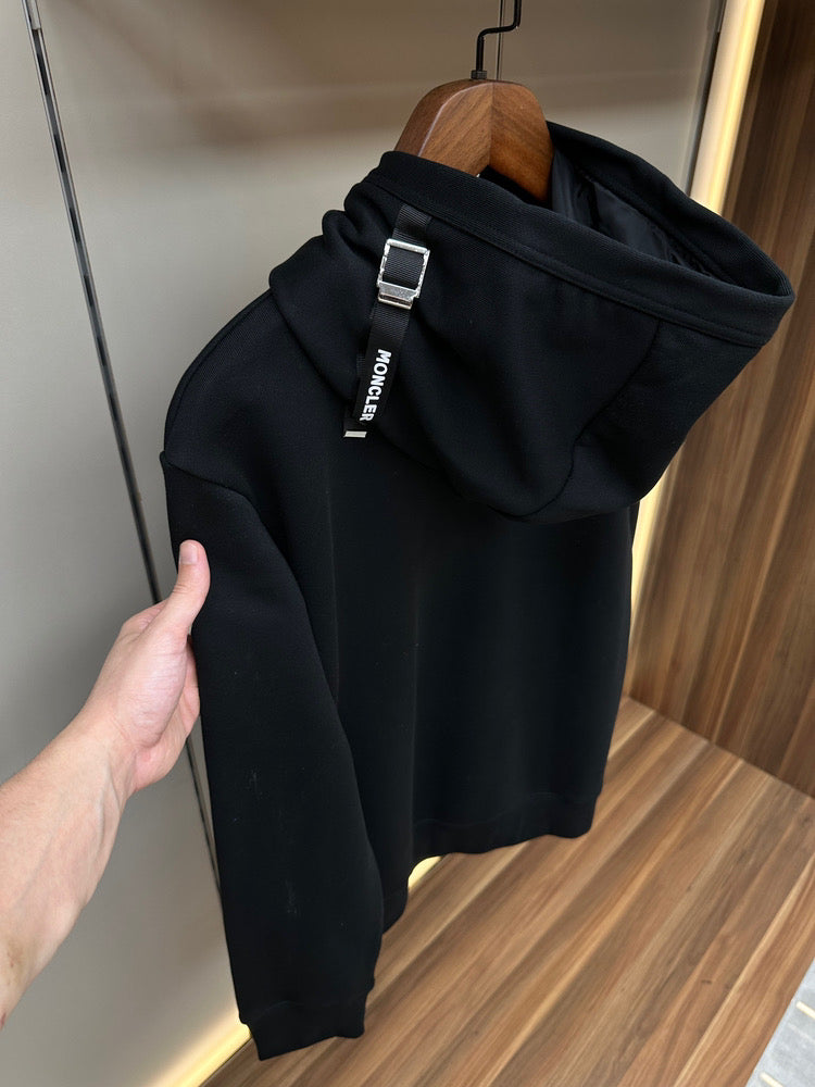 Moncler Black Adjustable Cotton Hoodie