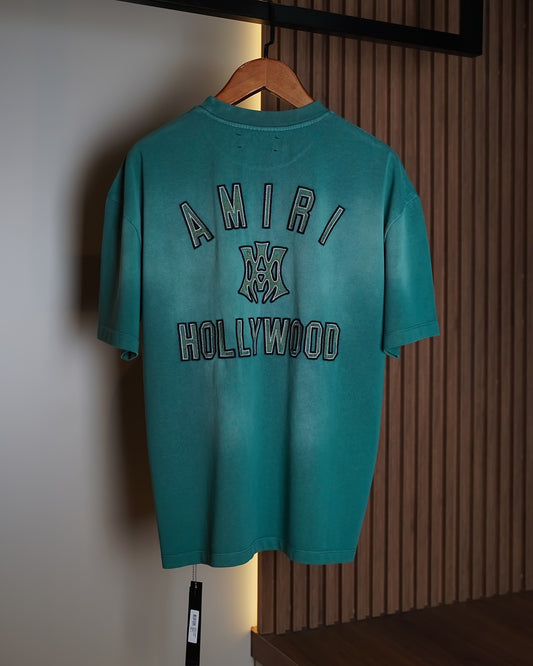 Amiri Hollywood Turquoise Logo Tee
