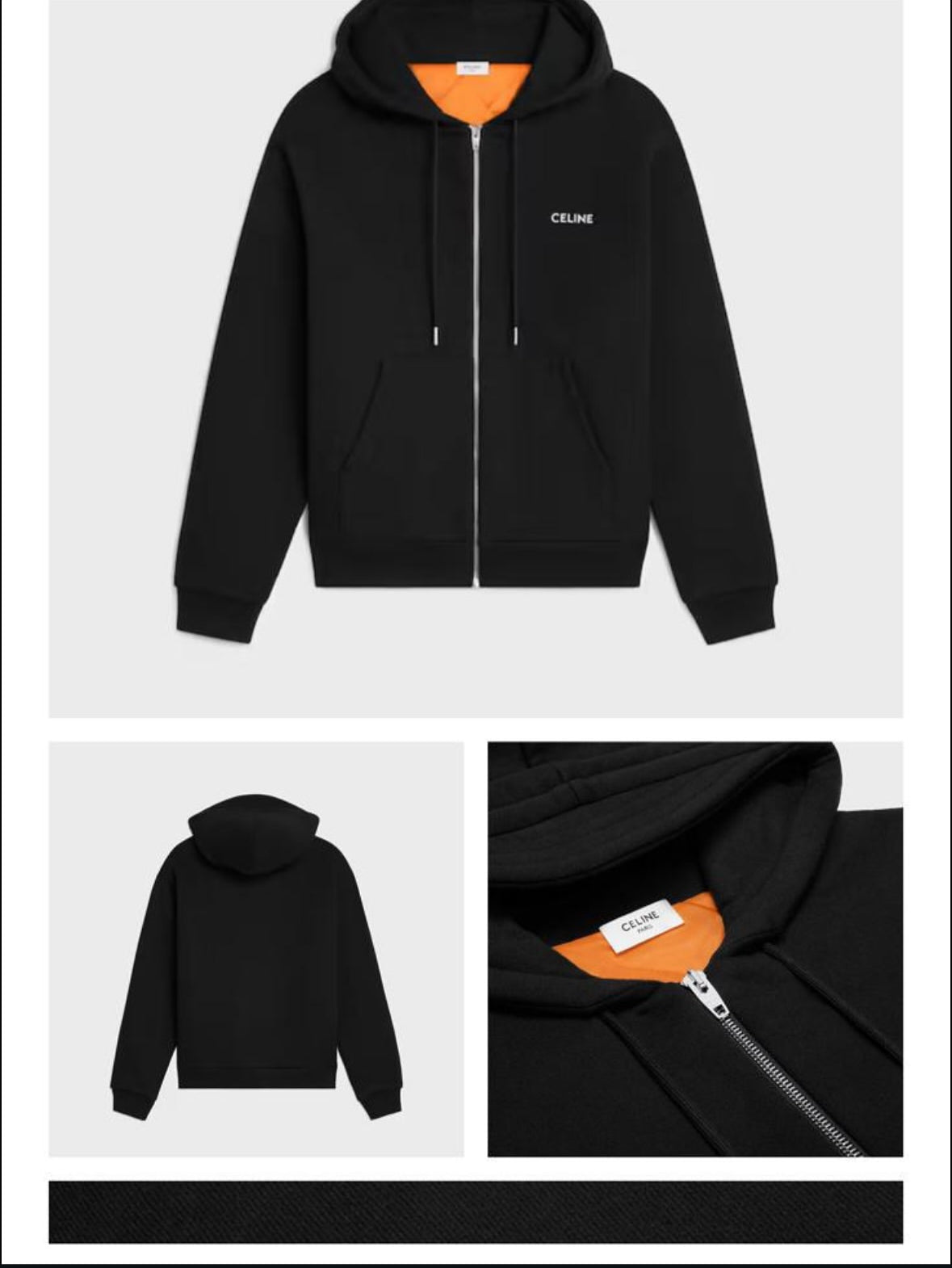 the CELINE Zipped Quilted Hoodie in Cotton Fleece.