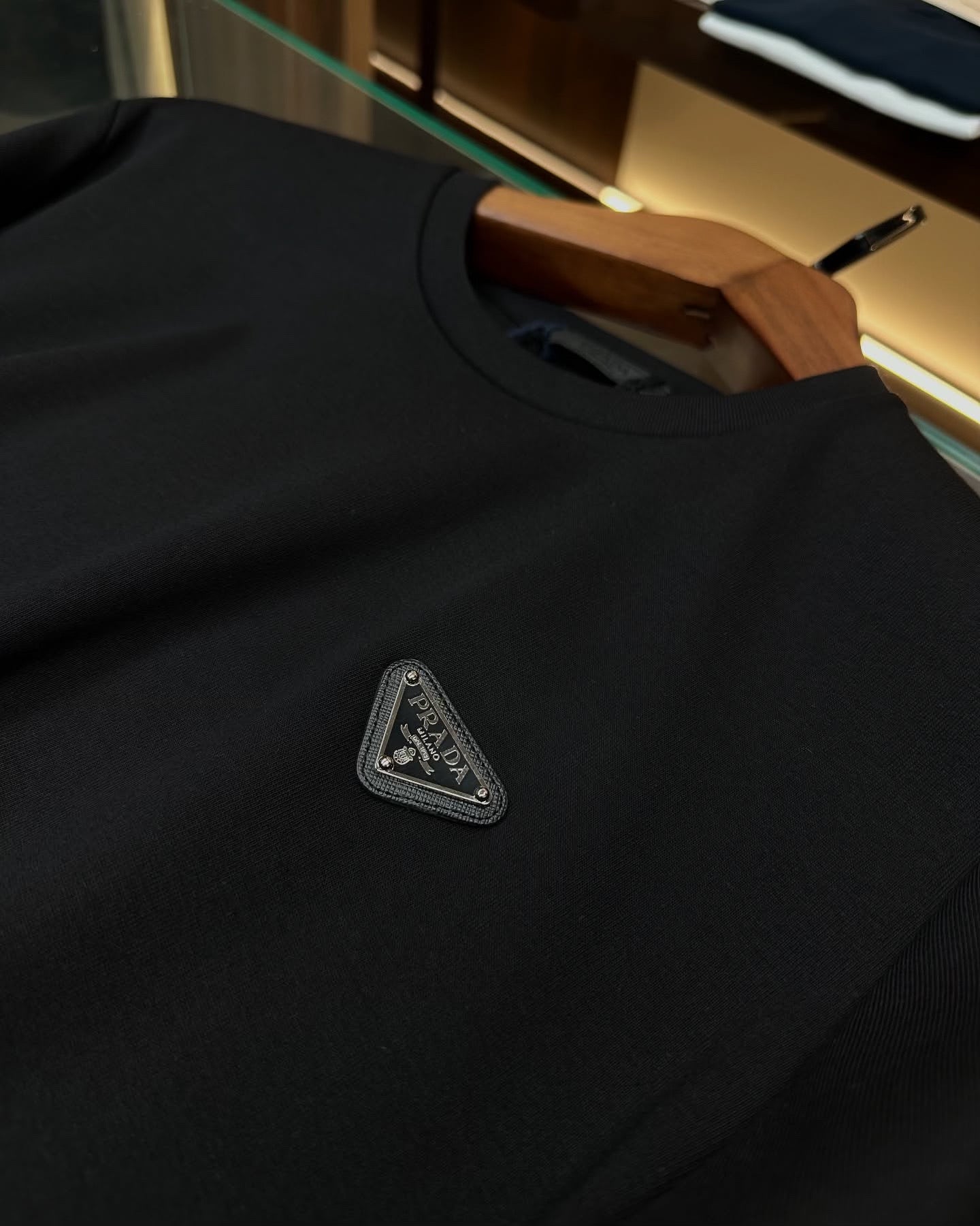 Prada Re-Nylon Black T-Shirt with Triangle Logo