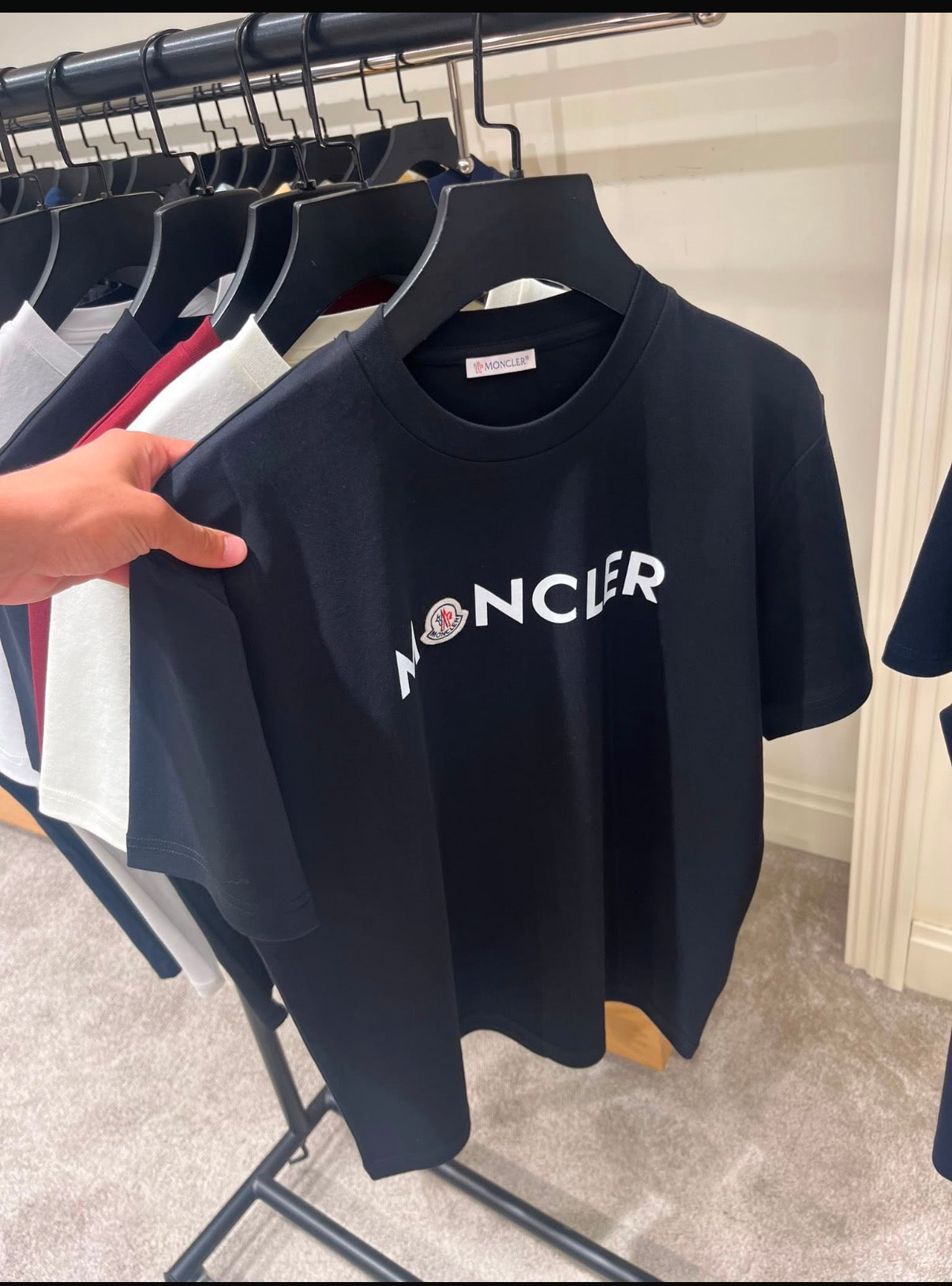Moncler Classic Logo Print Black T-Shirt