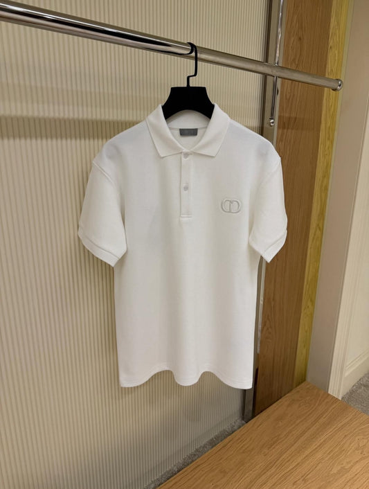 Dior White Polo Shirt with Embroidered CD Logo