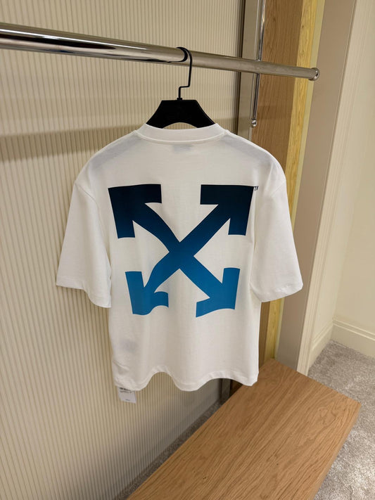 Off-White Gradient Arrows Logo Tee – White/Blue