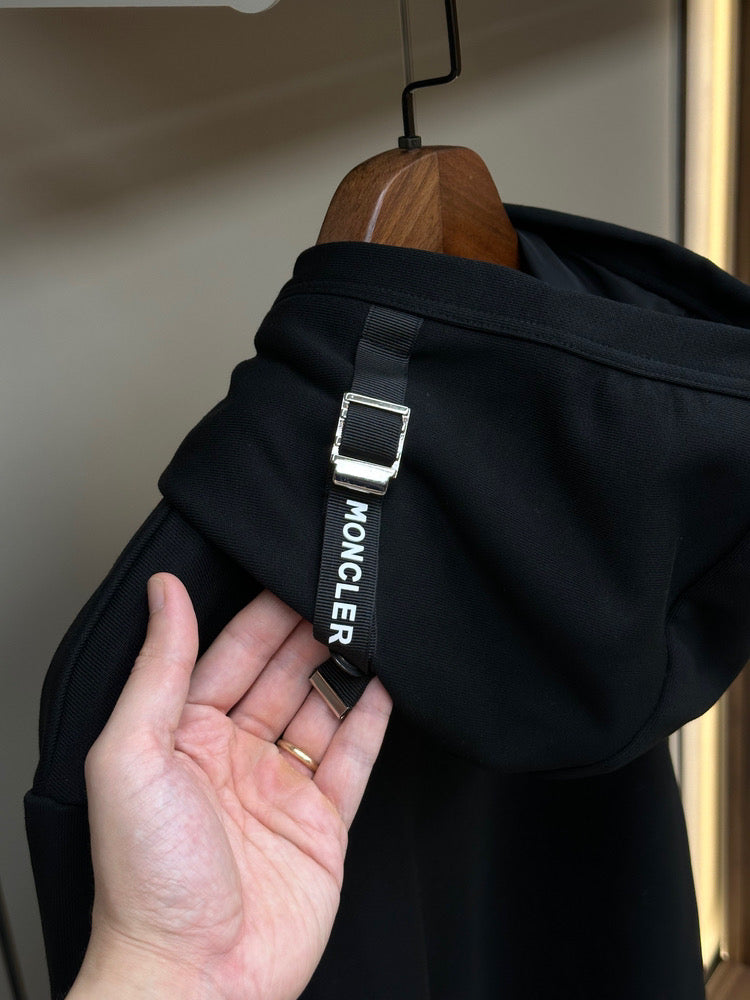 Moncler Black Adjustable Cotton Hoodie