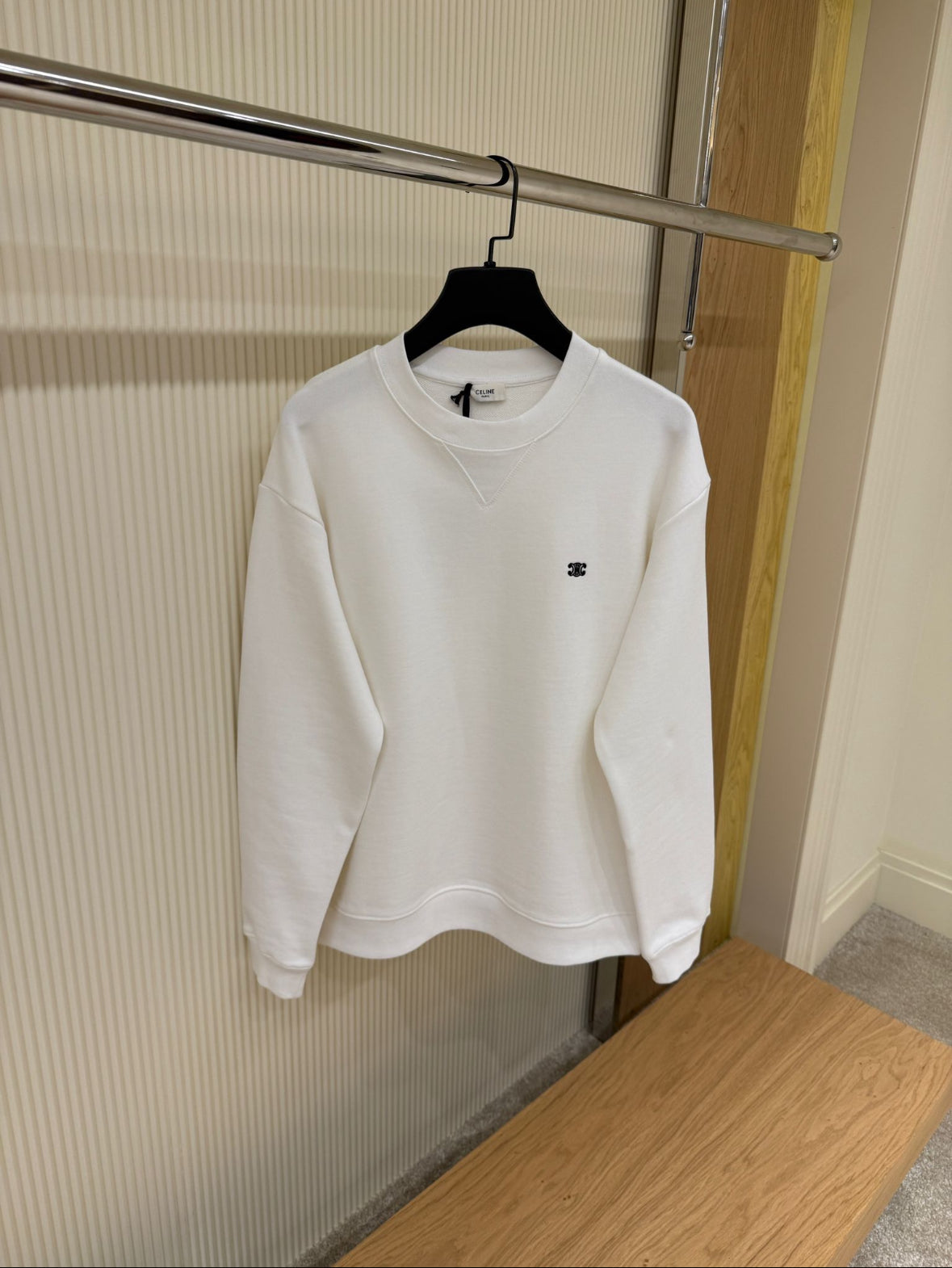 Celine Classic Logo Crewneck Sweatshirt – White - CBLACK