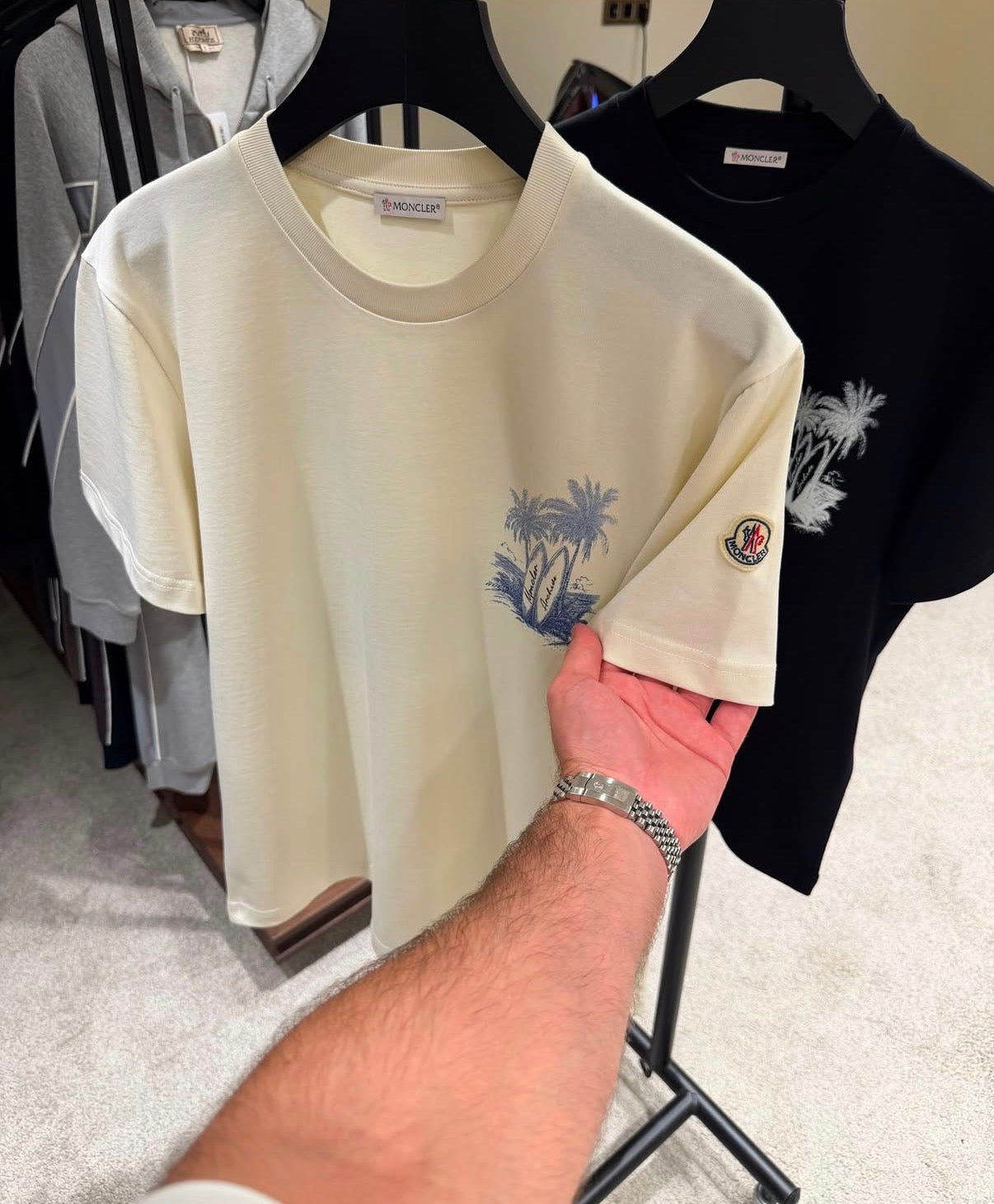 Moncler Archive 1952 Palm Print Ivory T-Shirt