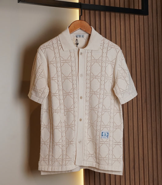 Dior Knit Button-Up Shirt – Cream
