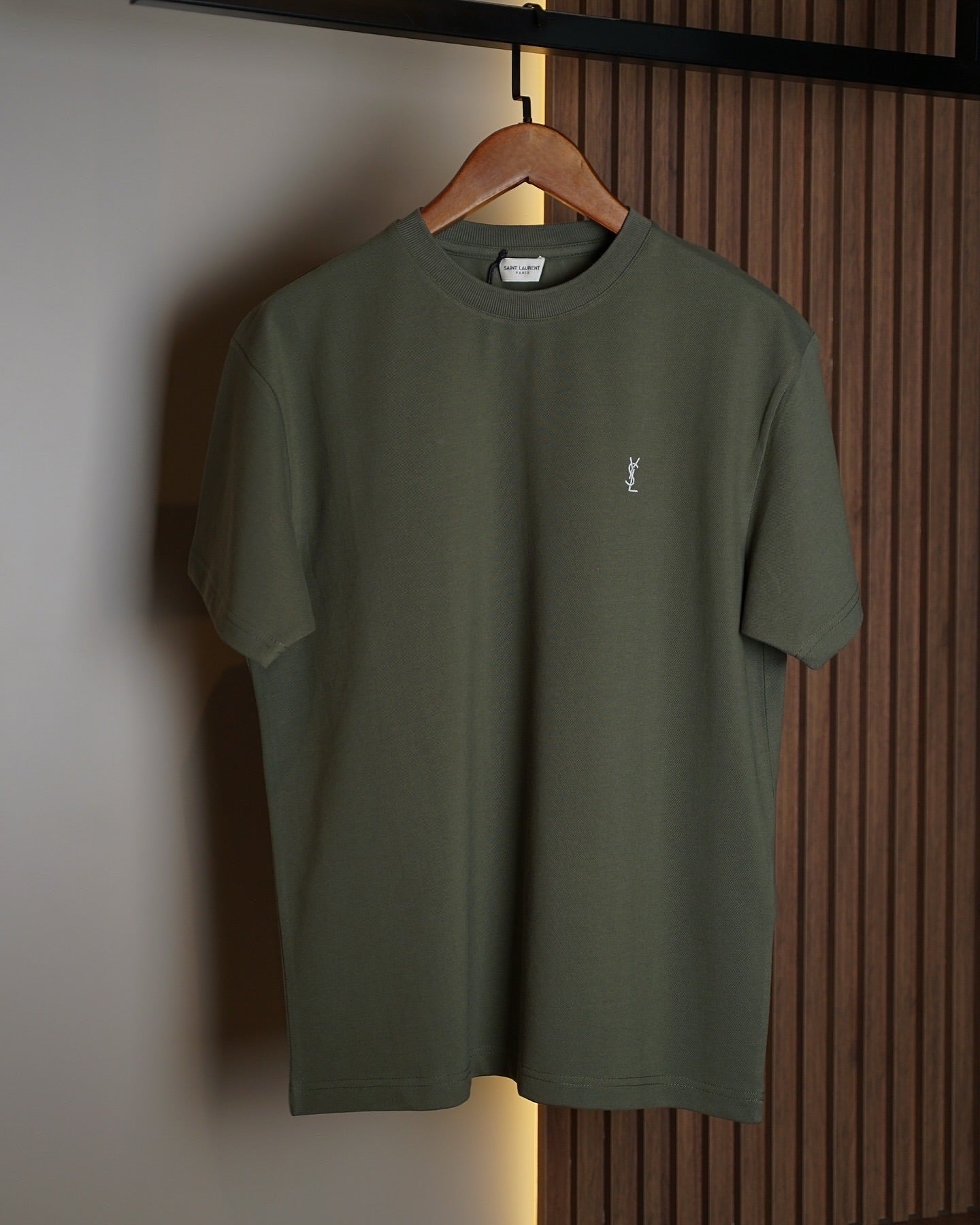 Saint Laurent Khaki Classic Logo T-Shirt