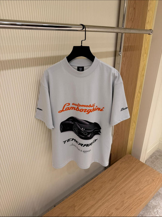 Balenciaga x Lamborghini “Temerario” Graphic T-Shirt – Grey