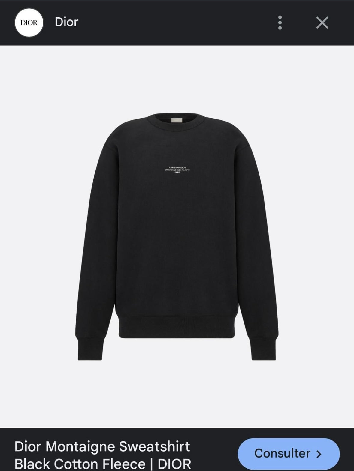 Christian Dior 30 Avenue Montaigne sweatshirt.