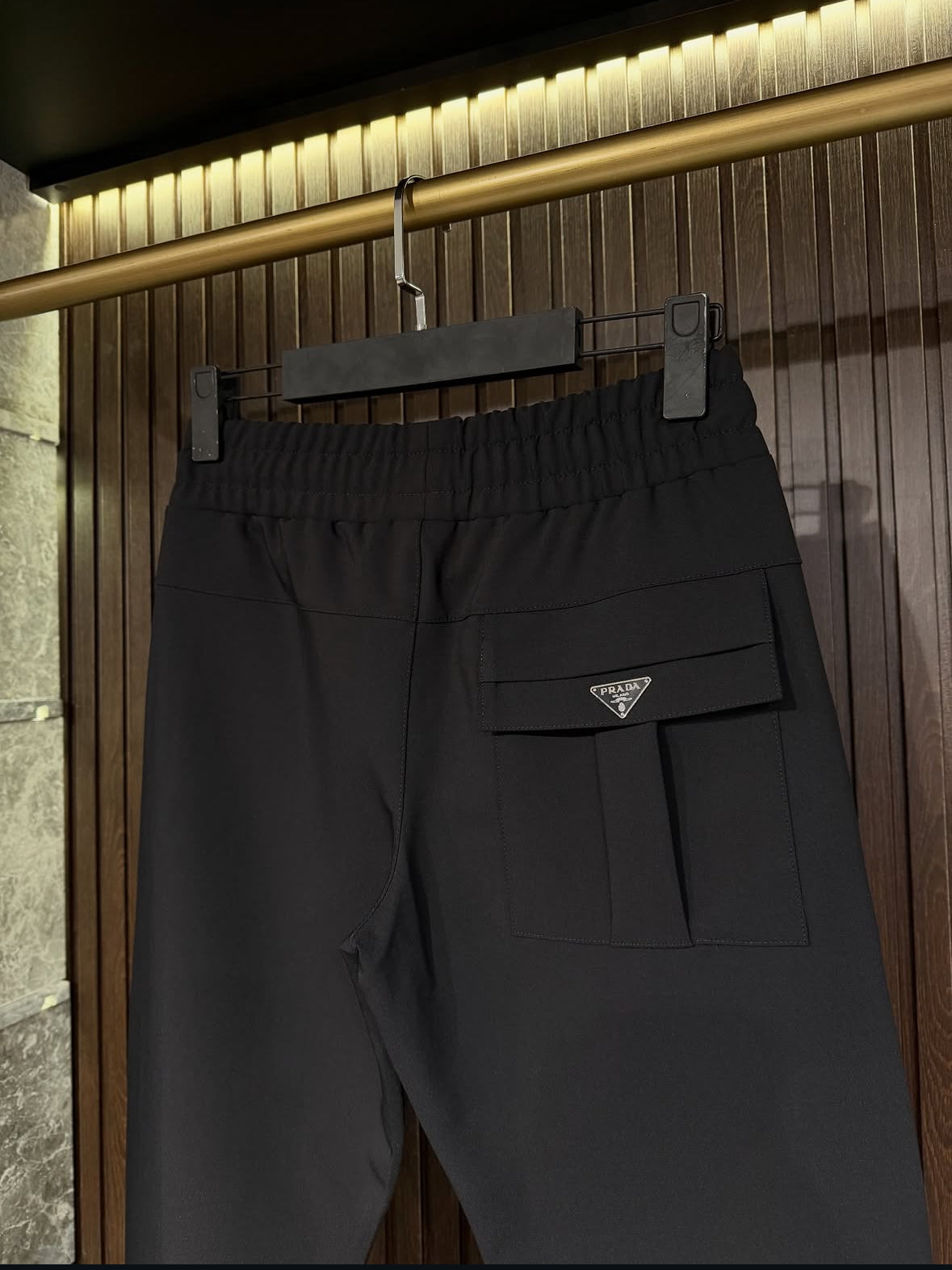 Prada Black Technical Jogger Pants with Cargo Pocket & Logo Detailing