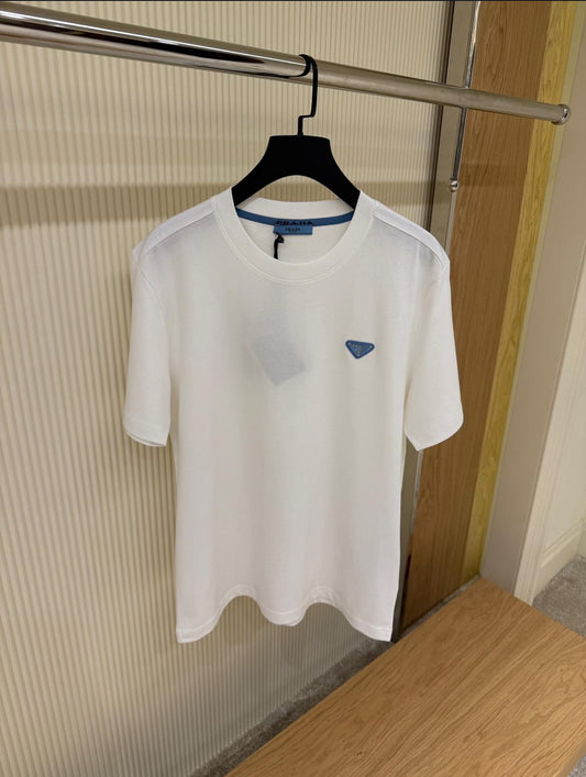 Prada Re-Nylon Triangle Logo T-Shirt white