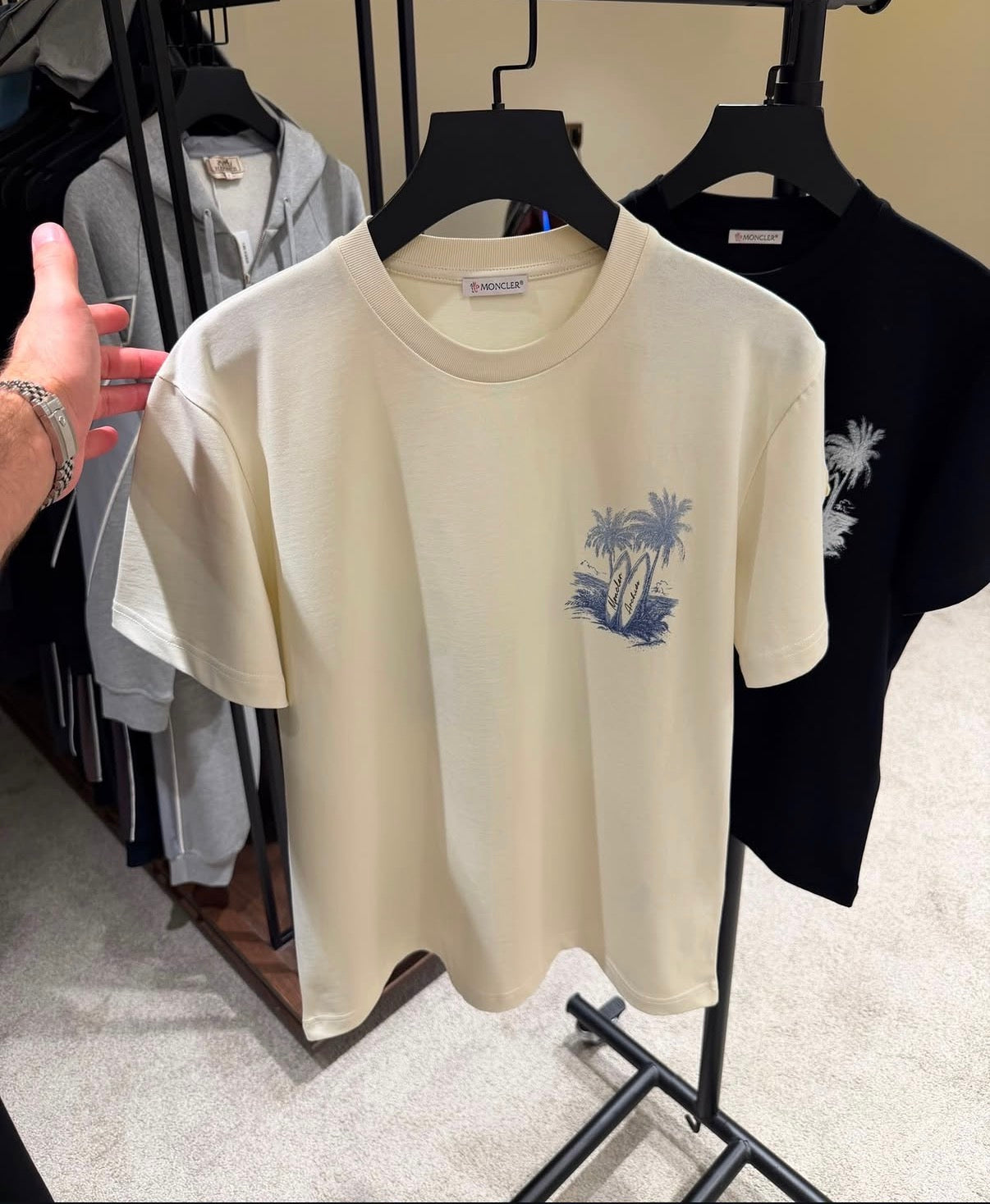 Moncler Archive 1952 Palm Print Ivory T-Shirt