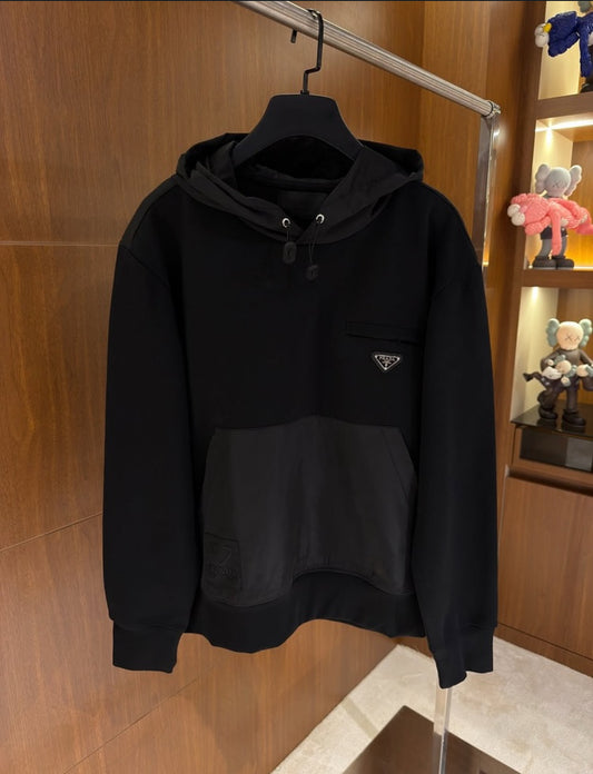 Prada Cotton Fleece and Re-Nylon Hoodie.