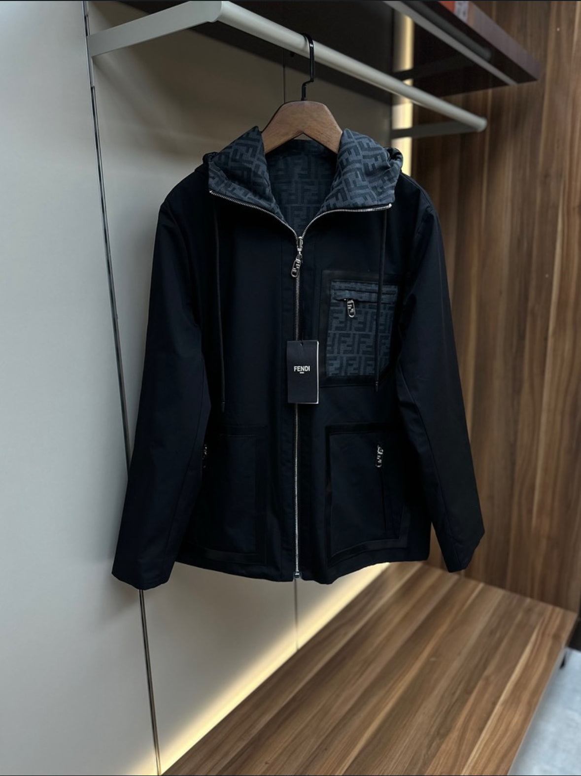 Fendi Reversible Black Windbreaker Jacket
