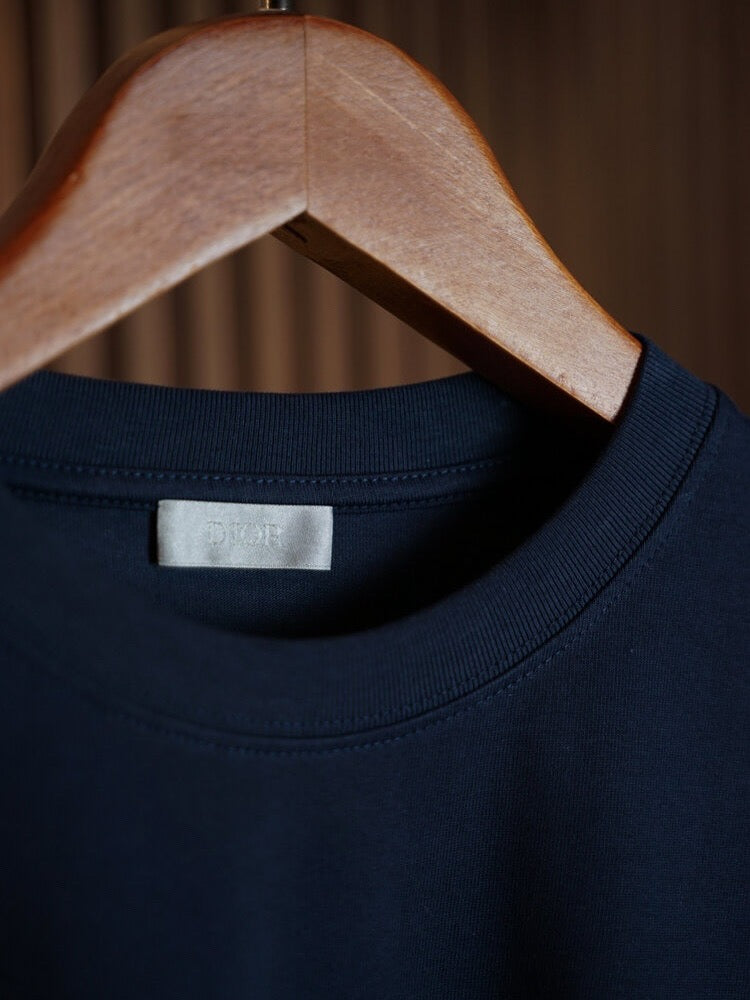 Christian Dior Navy Blue T-Shirt with Embroidered CD Logo