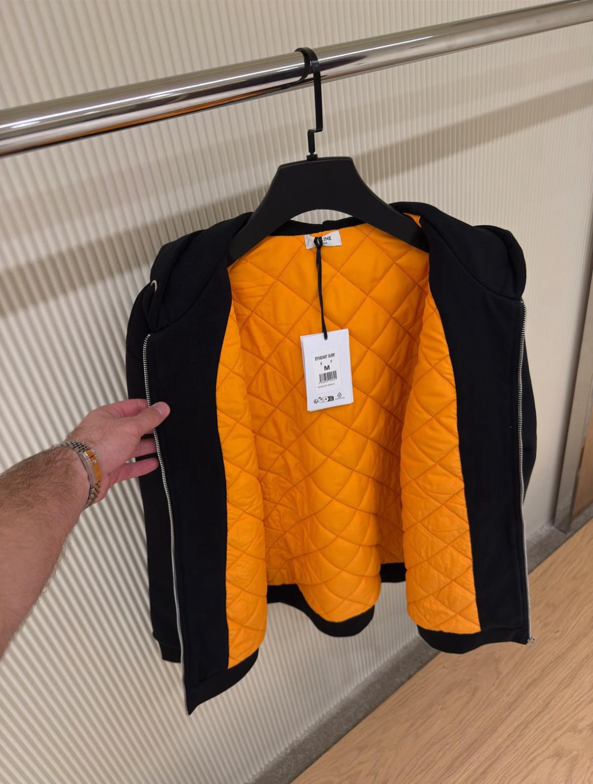 the CELINE Zipped Quilted Hoodie in Cotton Fleece.