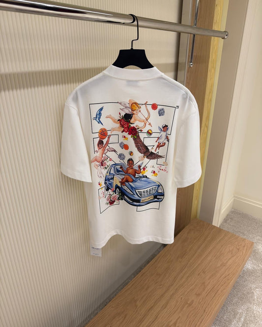 Off-White™ Graphic Angel & Car Print T-Shirt – White (oversize)