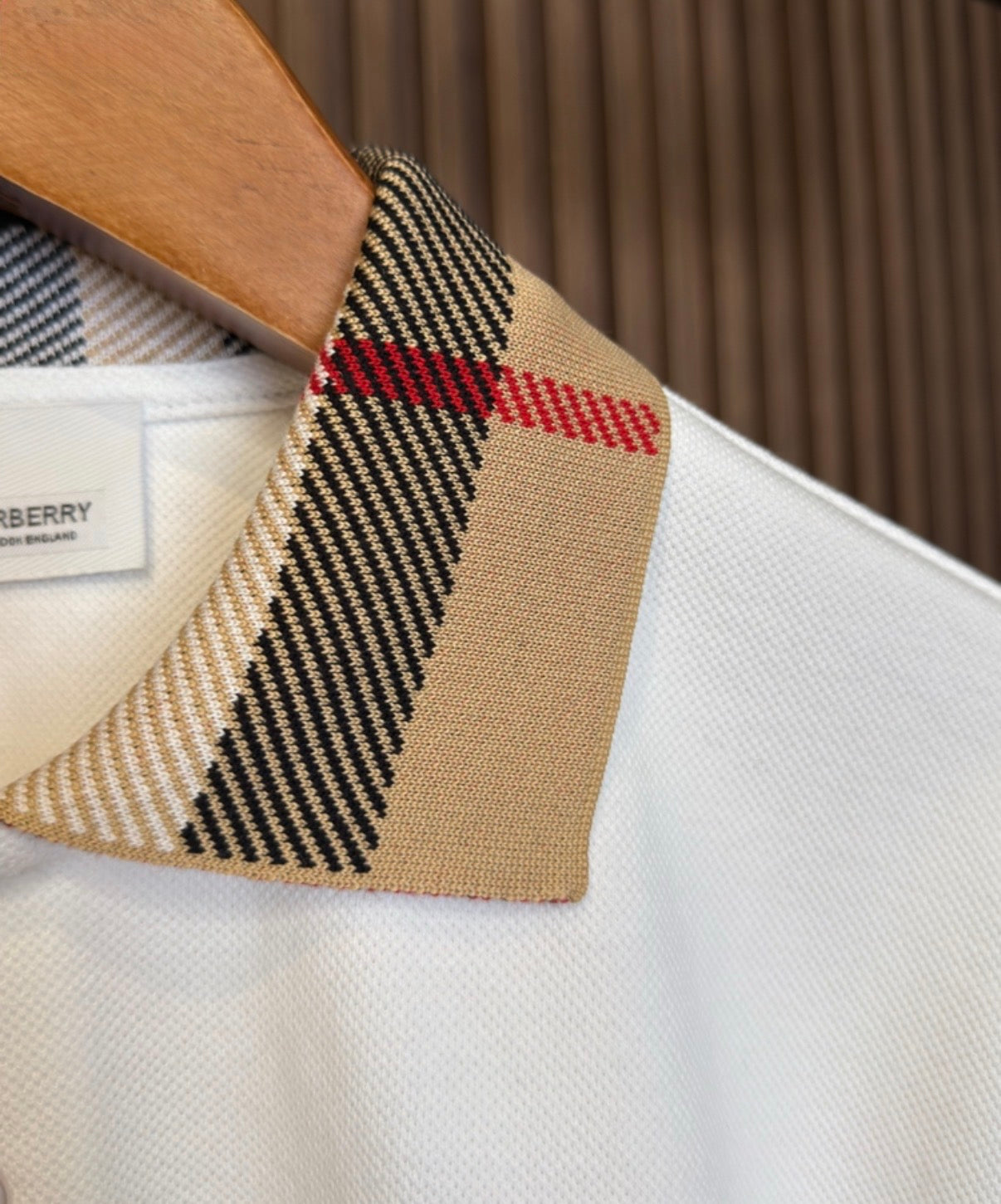 Burberry White Polo Shirt – Iconic Check Collar – Premium Cotton – Men’s
