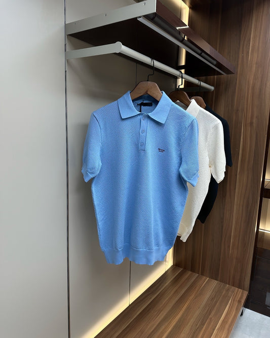Prada Classic Baby blue Cotton Polo Shirt