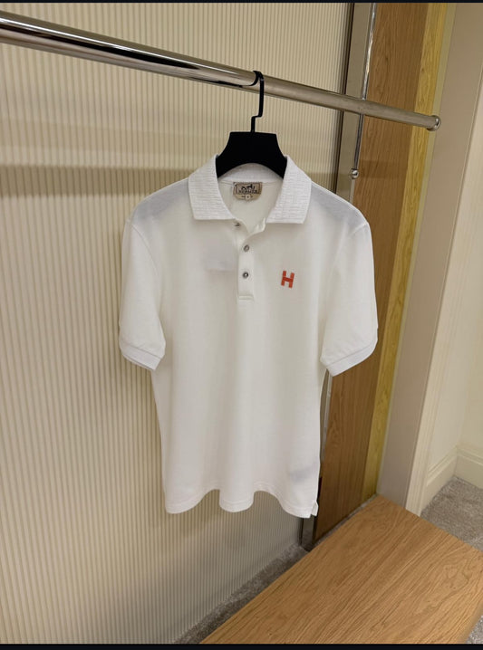 Hermès White Polo Shirt with Iconic “H” Embroidery