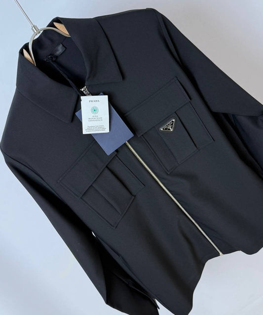 Prada Black Re-Nylon Jacket with Chest Pockets
