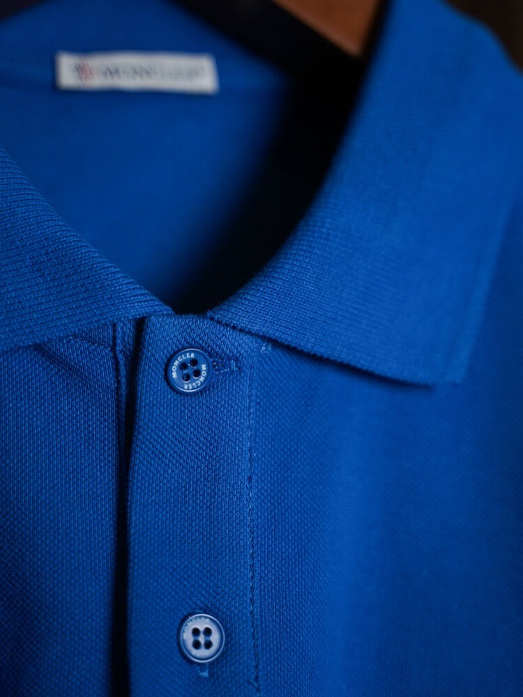 Moncler White Polo Shirt with Contrast Tipped Sleeves