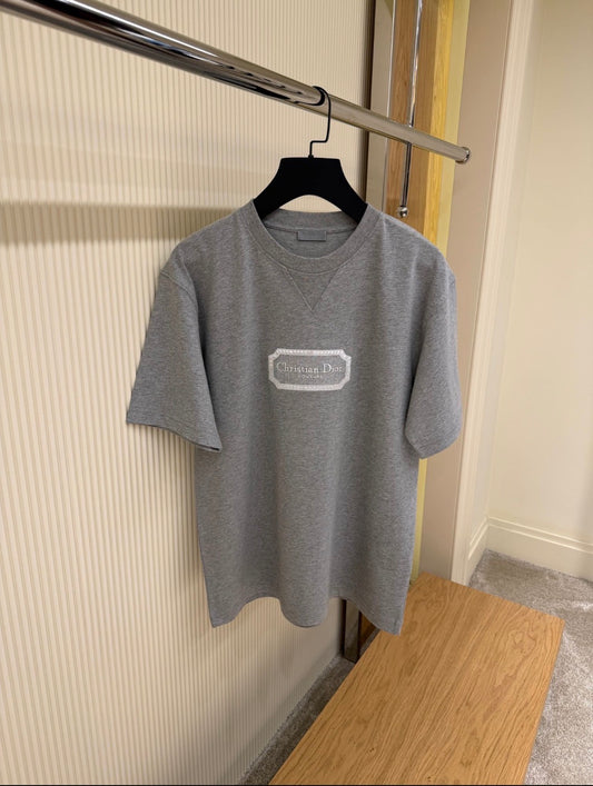 Christian Dior Grey Logo T-Shirt – Premium Cotton Crew Neck – Unisex