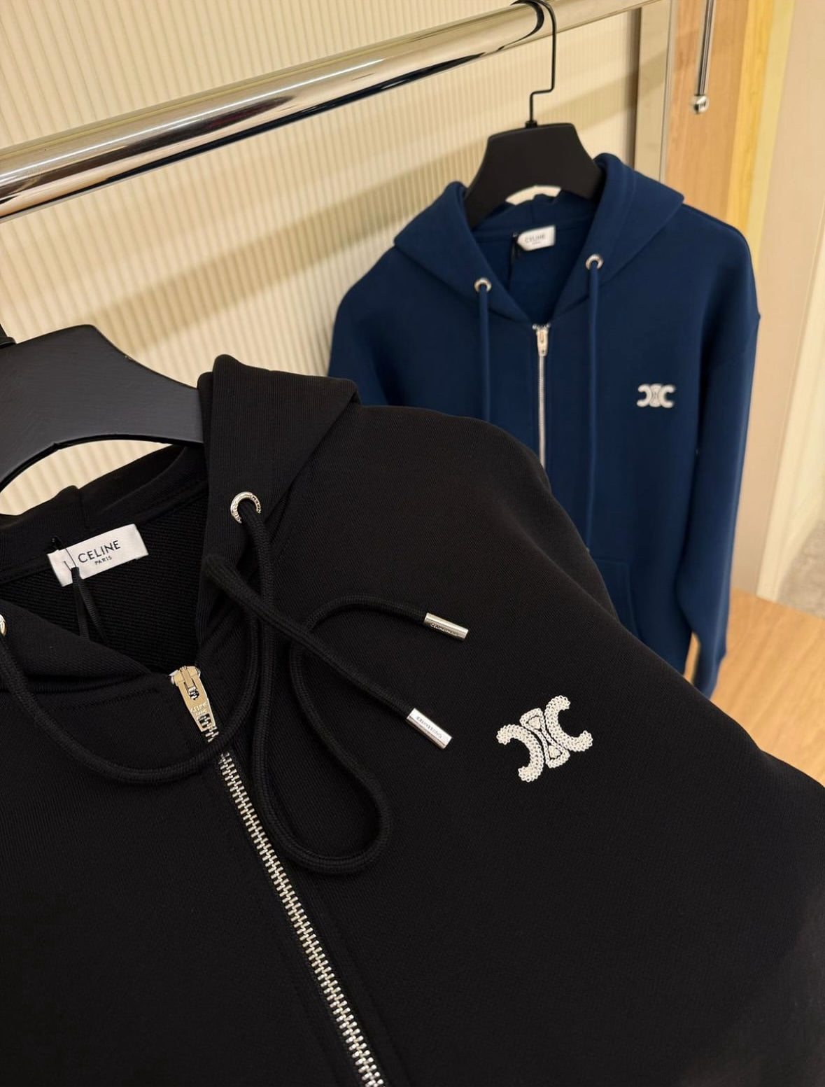 Celine Triomphe Loose Zipped Hoodie in Cotton and Cashmere