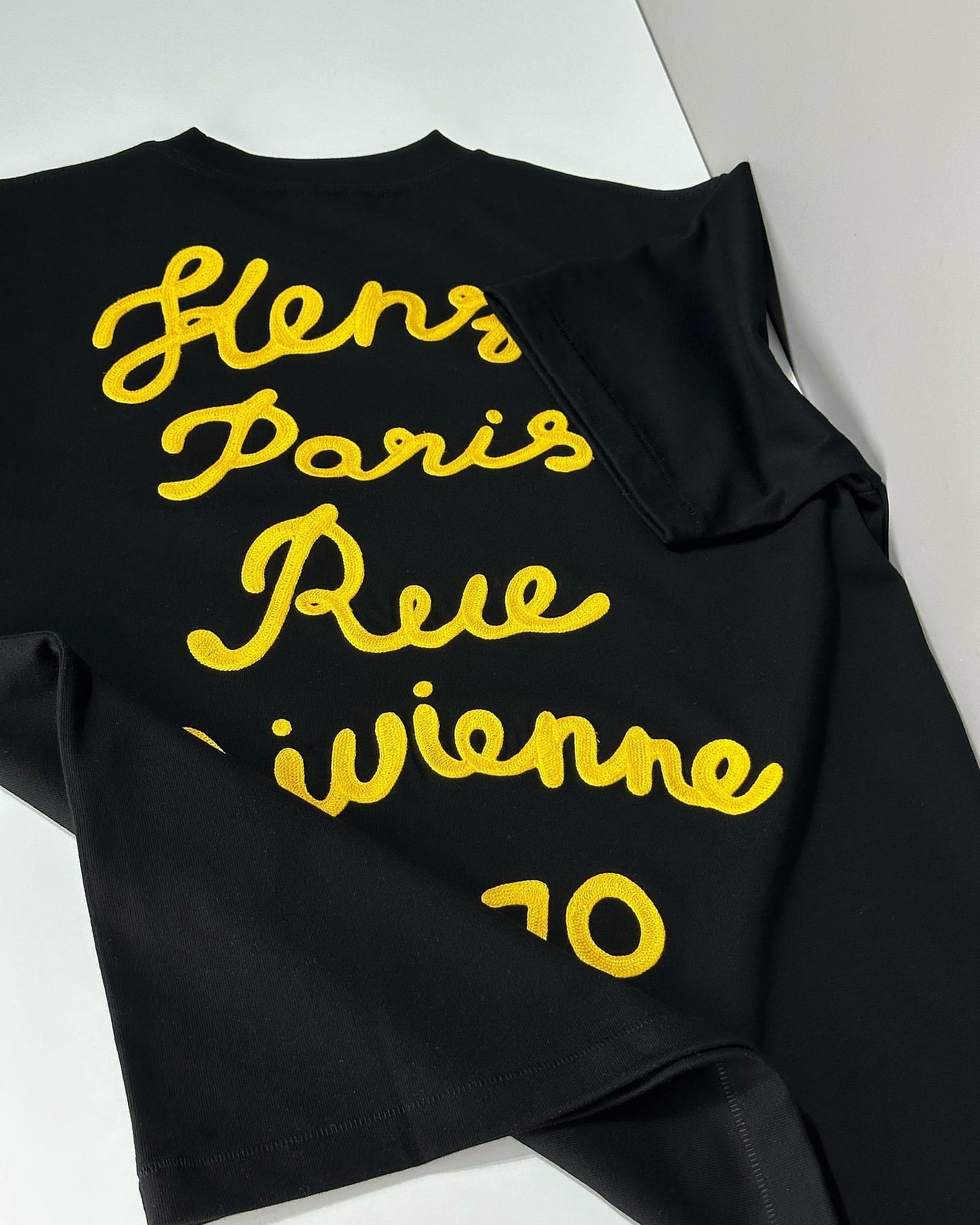 Kenzo Paris Black T-Shirt with Yellow Flower Embroidery