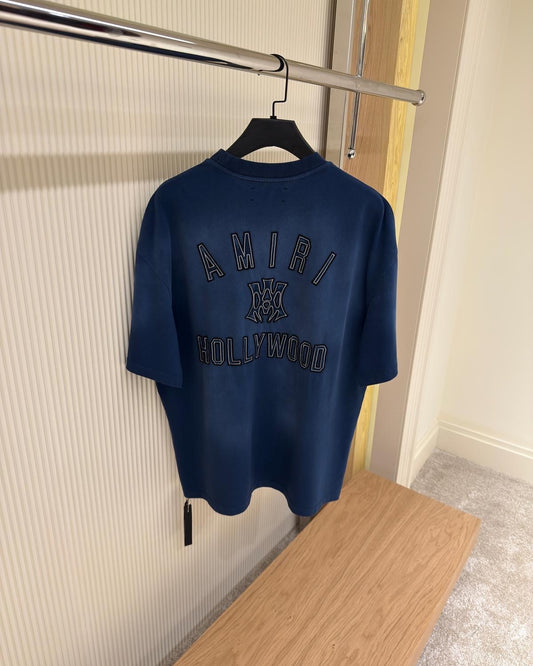 AMIRI Blue Hollywood Logo Oversized T-Shirt
