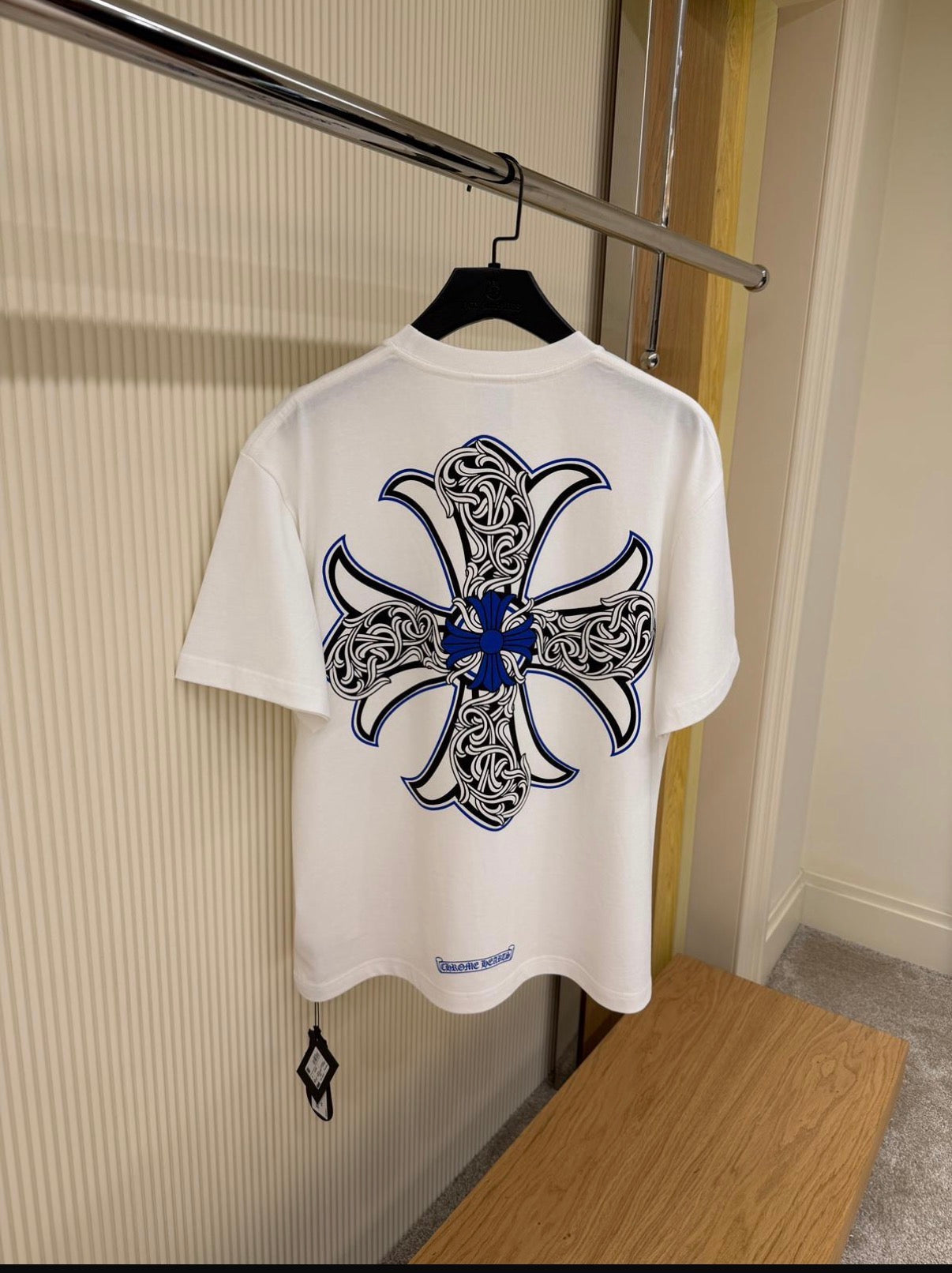 Chrome Hearts Blue Cross Back Print White