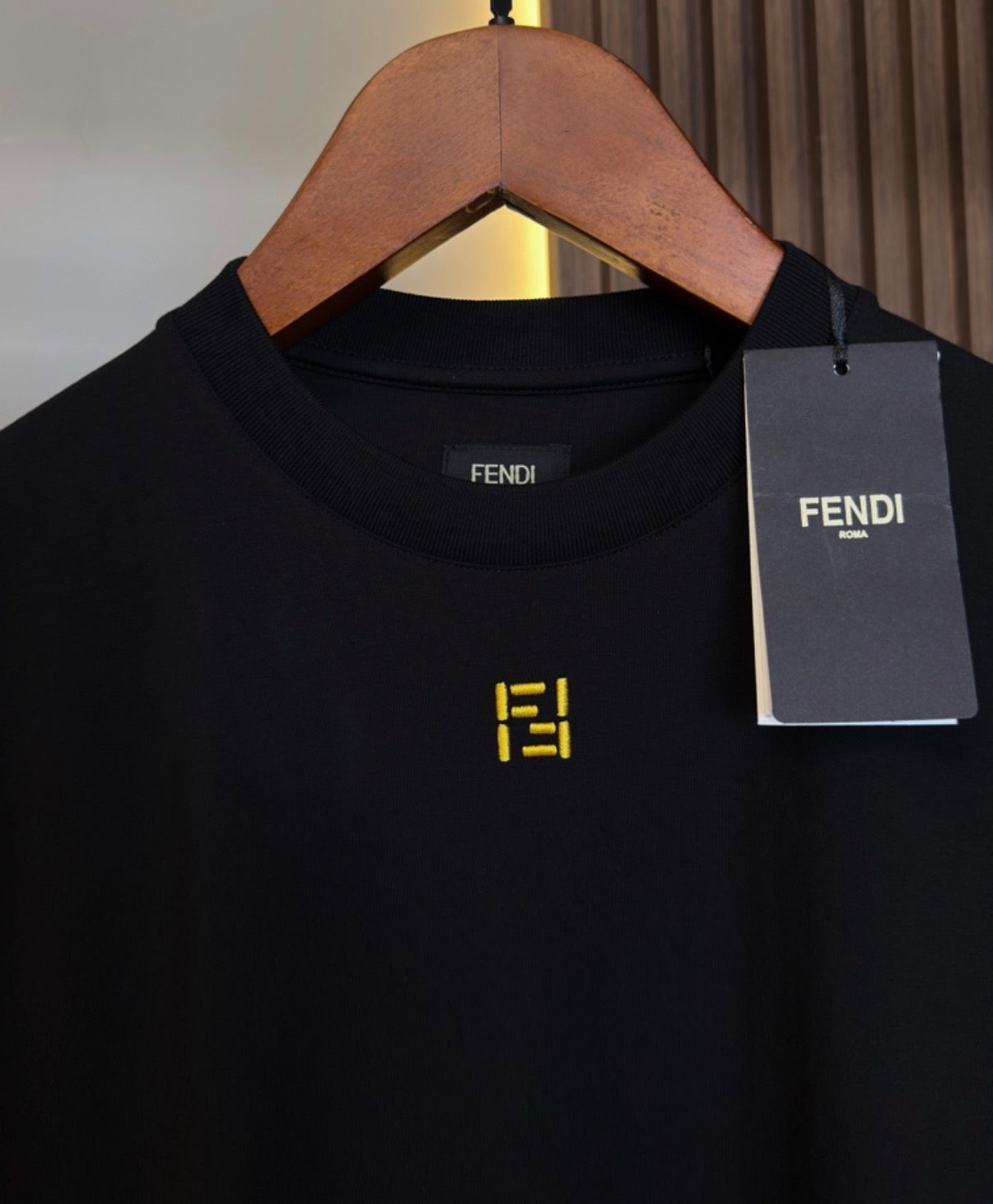 FENDI Minimal Logo Premium T-Shirt | & Black