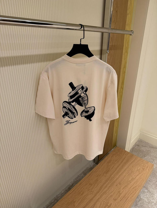 Jacquemus Cream Graphic Dumbbell Logo T-Shirt