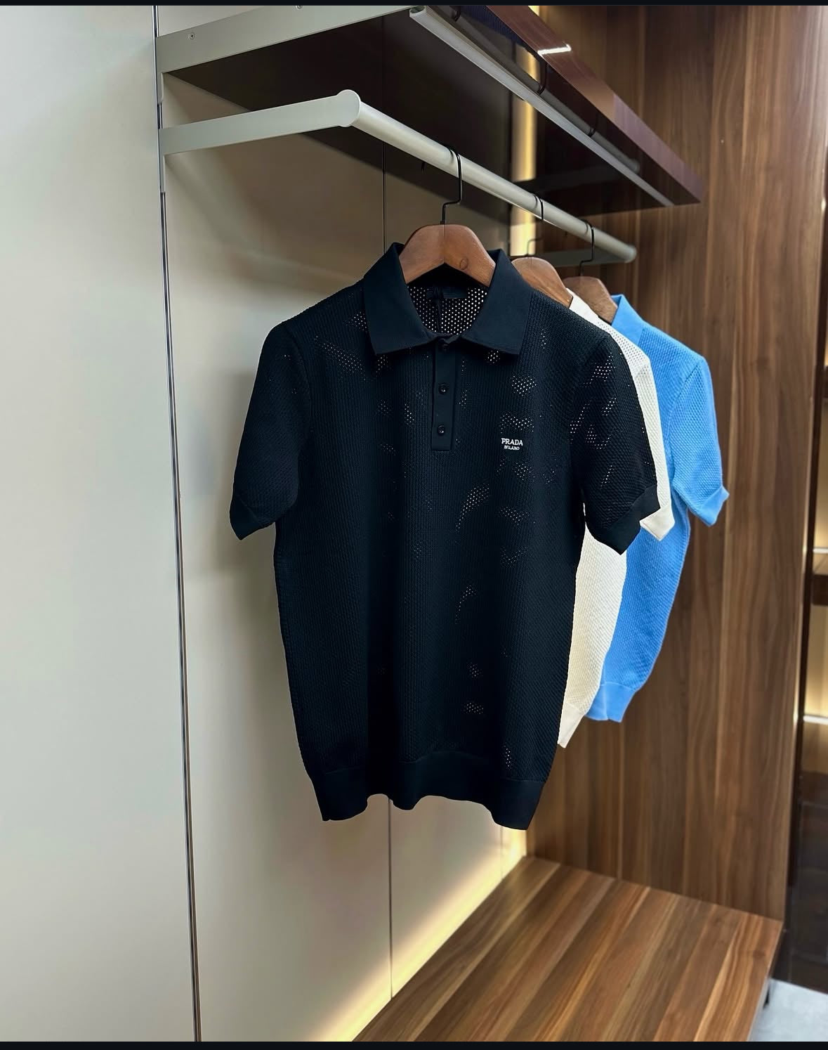 Prada Classic Black Cotton Polo Shirt