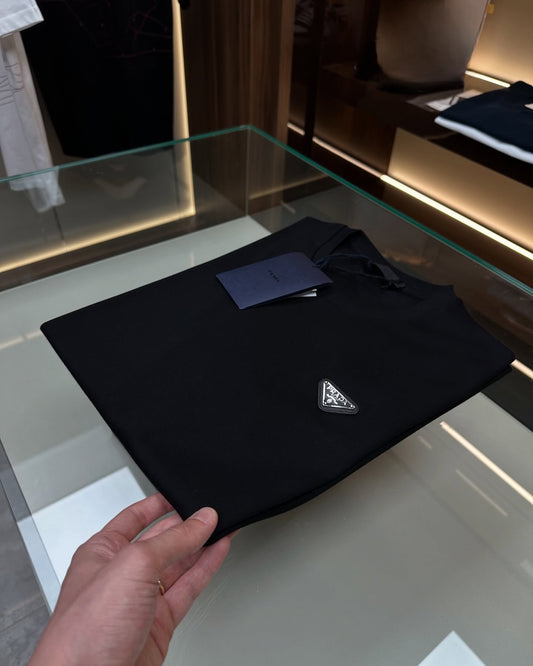 Prada Re-Nylon Black T-Shirt with Triangle Logo