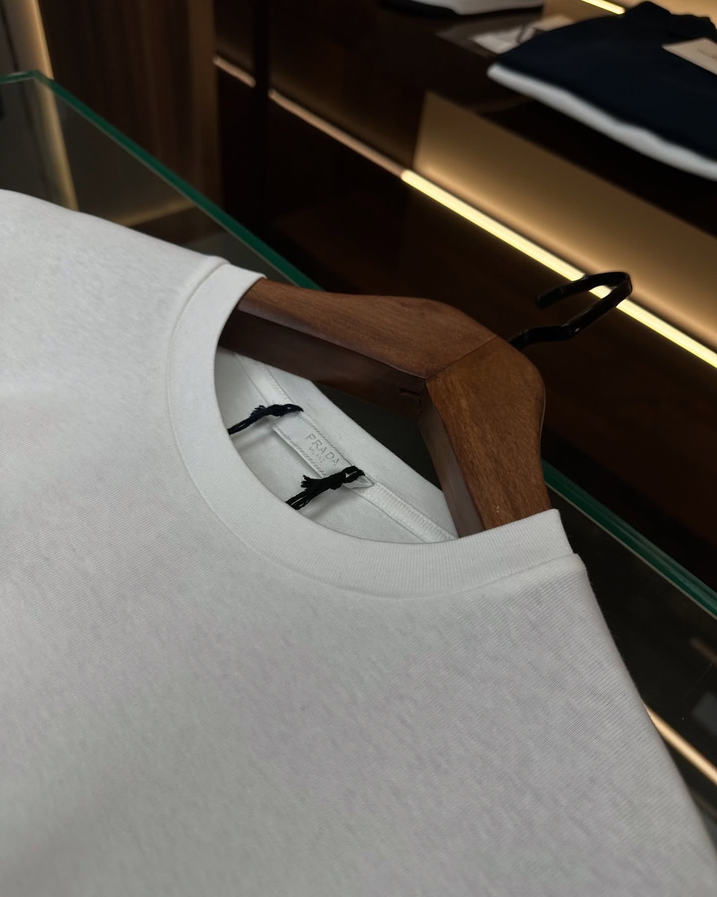 Prada White Cotton T-Shirt with Enamel Triangle Logo