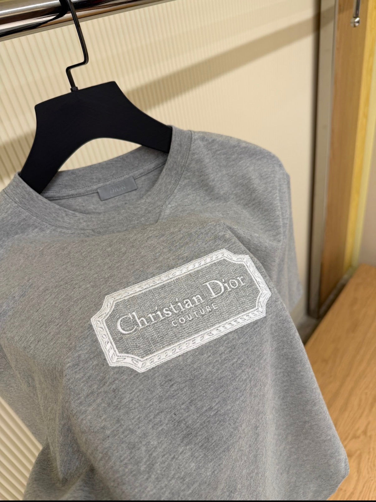 Christian Dior Grey Logo T-Shirt – Premium Cotton Crew Neck – Unisex