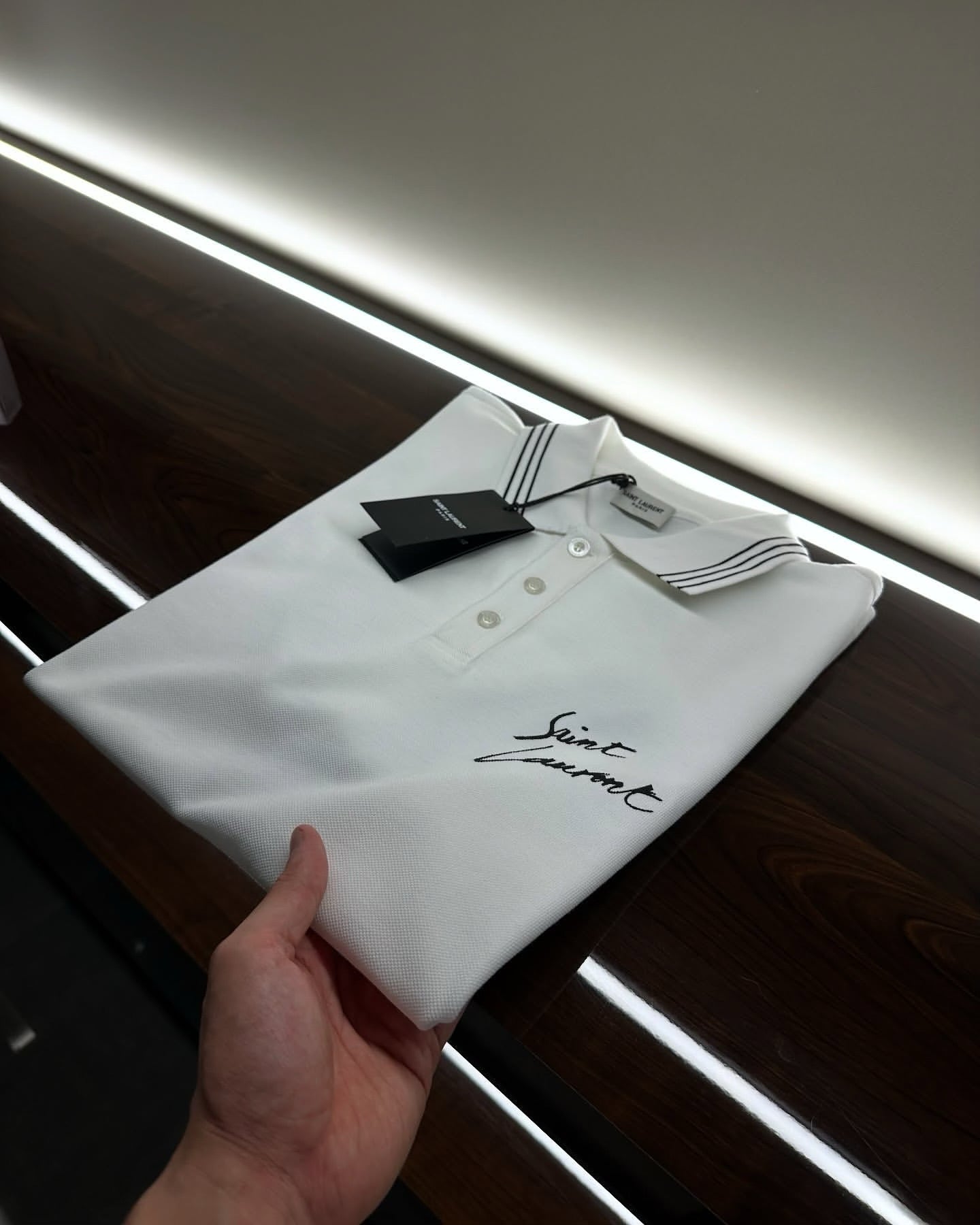 Saint Laurent White Polo Shirt with Embroidered Logo