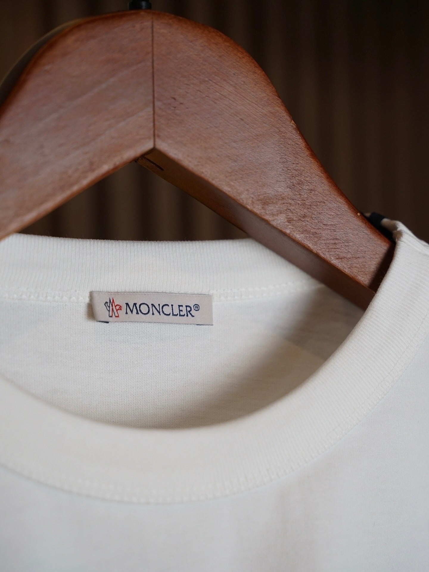 Moncler Classic White Logo Tee with Black Trim
